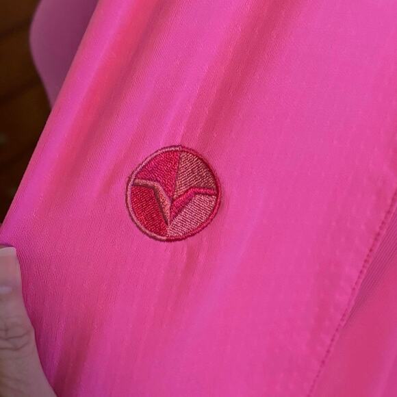 IBKUL Size L 1/4 Zip Mock Neck Pullover Mesh Sleeves Pink - Picture 4 of 7